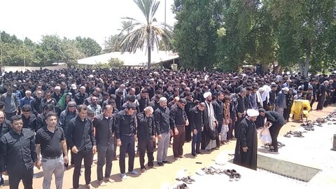 تصاویر/ اقامه نماز ظهر عاشورا جزیره هرمز