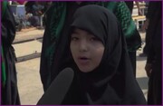 فیلم| رجزخوانی دختر ایرانی در مسیر کربلا