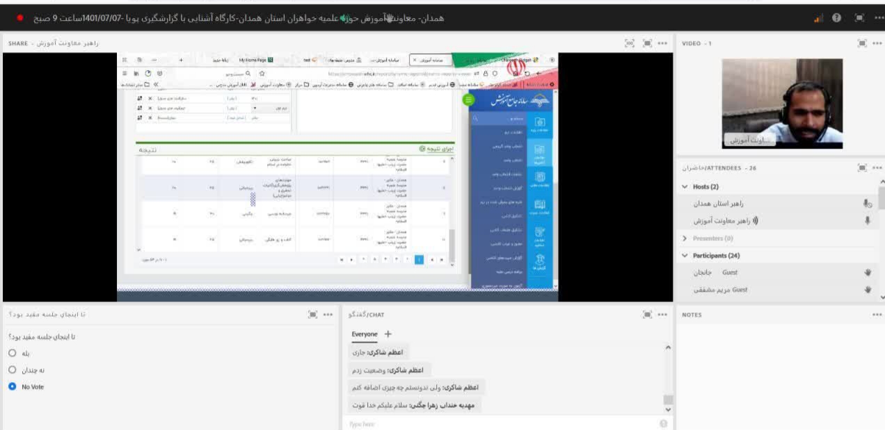 برگزاری کارگاه آنلاین ارتقائی معاونین آموزش مدارس علمیه خواهران همدان