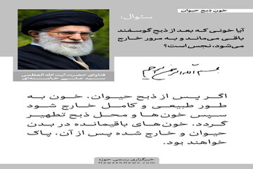 عکس نوشت | پاک بودن خون باقیمانده در حیوان ذبح شده