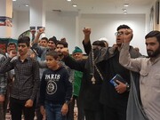 فیلم | تجمع طلاب مدرسه علمیه المهدی آران و بیدگل در حکومت حادثه تروریستی شاهچراغ