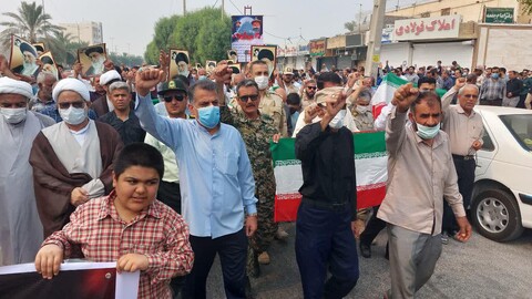 راهپیمایی سراسری در استان بوشهر علیه ترور و آشوب