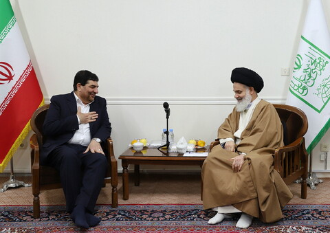 تصاویر/ دیدار معاون اول رئیس‌جمهور با آیت‌الله حسینی بوشهری