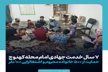 عکس نوشت | ۷ سال خدمت جهادی امام محله کهنوج