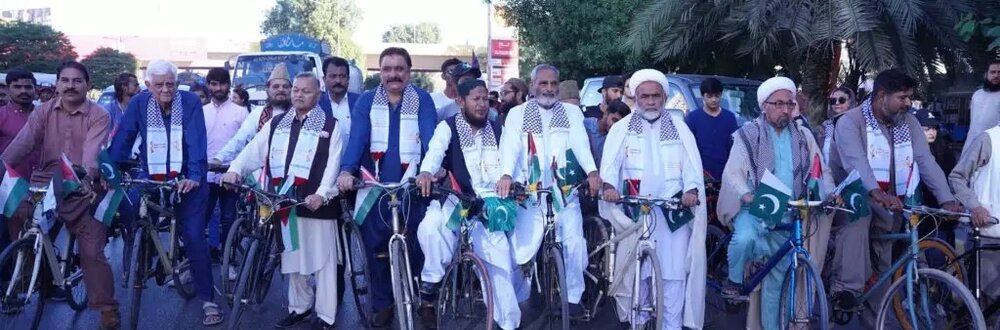 فلسطینیوں سے اظہار یکجہتی کے لئے کراچی میں سائیکل ریلی کا انعقاد