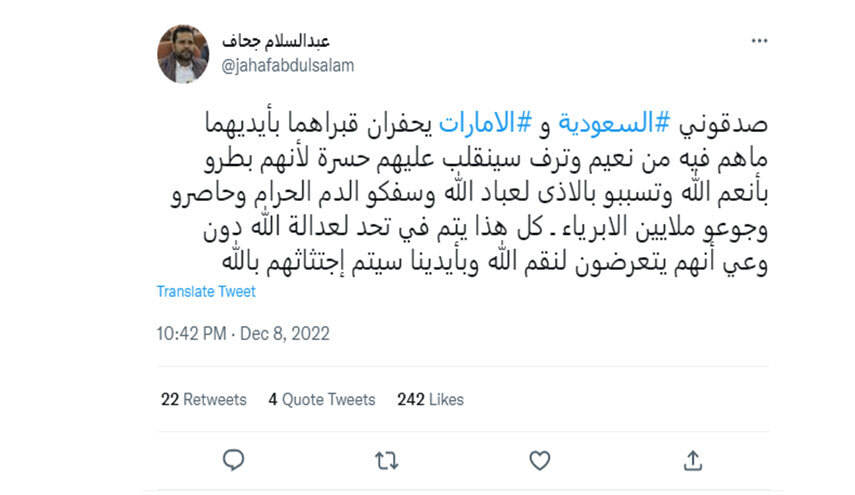 انصاراللہ: یقین جانیے سعودی عرب اور متحدہ عرب امارات اپنے ہاتھوں سے اپنی قبریں کھود رہے ہیں!