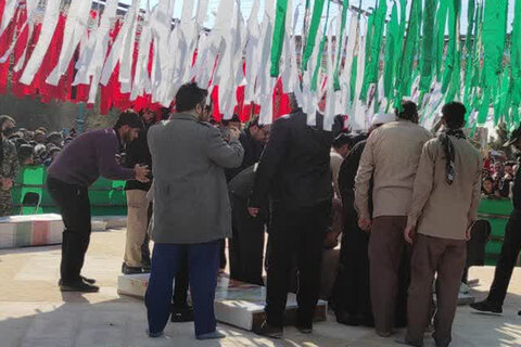 تصاویر/ خاکسپاری شهید گمنام در منطقه آزادشهر یزد