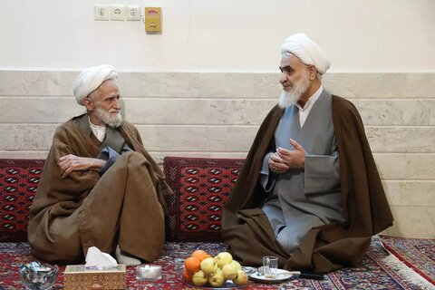 تصاویر / نشست صمیمانه روحانیان و طلاب نخبه و دیدار با دو تن از علمای قزوینی در شهر مقدس قم