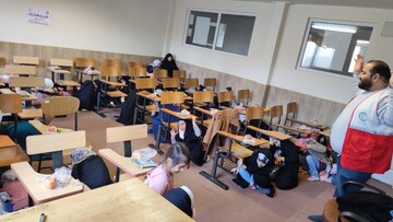 تصاویر/ مانور زلزله با حضور فرزندان طلاب و روحانیون تبریز