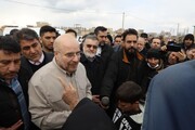 فیلم| دیدار و گفت گوی رئیس مجلس شورای اسلامی با اسکان یافتگان زمین لرزه شهرستان خوی