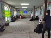 تصاویر / اجرای طرح خوانش بیانیه گام دوم انقلاب در مدرسه علمیه امام صادق(ع) ازنا