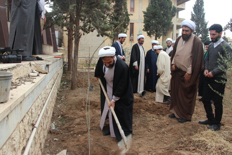 تصاویر/ مراسم درختکاری در مرکز مدیریت حوزه علمیه قزوین