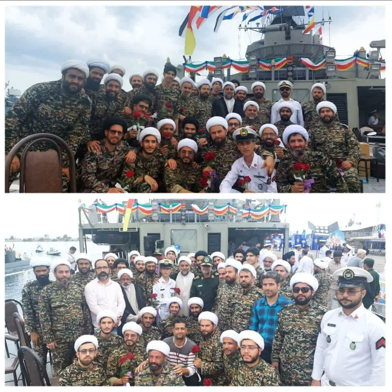 استقبال روحانیون بسیجی از ناو گروه ۸۶ ارتش جمهوری اسلامی ایران + عکس