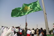 تصاویر/ اهتزاز پرچم رضوی در شهر خورموج
