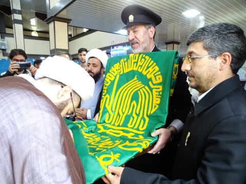 تصاویر/ مراسم استقبال از پرچم مطهر رضوی در شهرستان چهاربرج