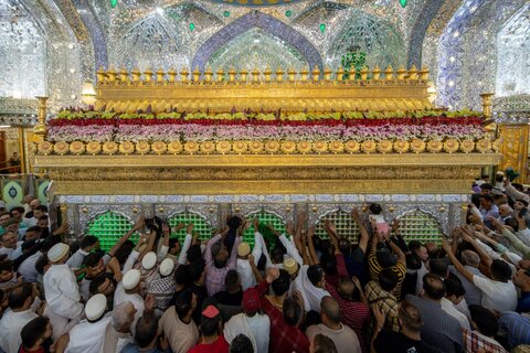تصاویر/ گل آرایی ضریح حضرت امیر مؤمنان علی (ع) در آستانه عید غدیر