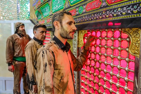 تصاویر/ آیین گل مالی و عزاداری سنتی لرزبانان مقیم قم در روز عاشورای حسینی