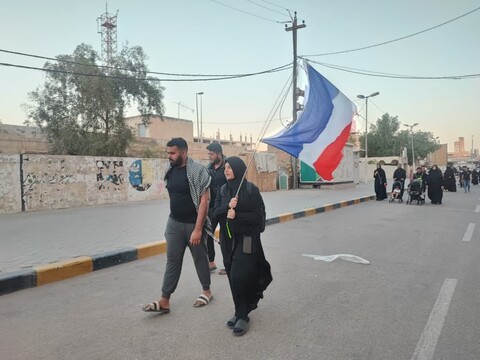 تصاویر/ حرکت زائرین حسینی از نجف به سمت کربلا