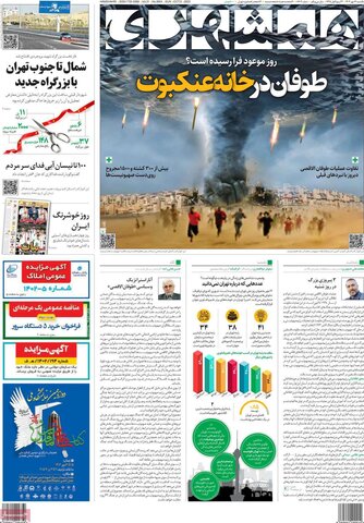 صفحه اول روزنامه‌های یکشنبه 16 مهر ماه