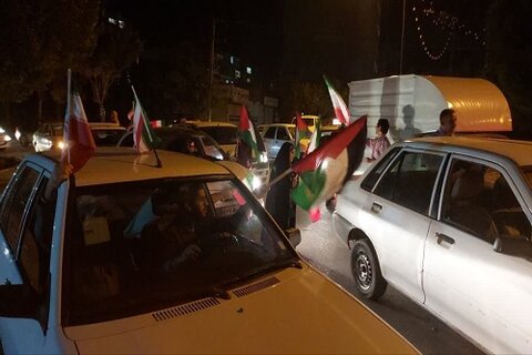 جشن پیروزی مردم کرمانشاه در حمایت از عملیات ظفرمندانه «طوفان‌الاقصی»