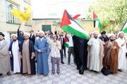 تصاویر / تجمع طلاب و روحانیون همدانی در حمایت از حماسه آفرینی گروه‌های مقاومت فلسطینی