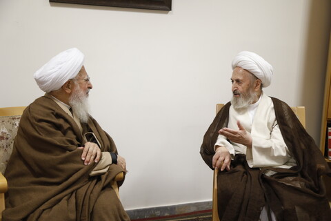 تصاویر / دیدار آیت الله العظمی جوادی آملی و آیت الله العظمی سبحانی