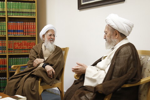 تصاویر / دیدار آیت الله العظمی جوادی آملی و آیت الله العظمی سبحانی