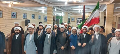 تصاویر/ تجمع روحانیون و طلاب شهرستان تکاب در حمایت از مجاهدان فلسطین