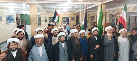 تصاویر/ تجمع روحانیون و طلاب شهرستان تکاب در حمایت از مجاهدان فلسطین