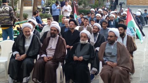 تصاویر/ تجمع طلاب و روحانیون تهران در حمایت از مردم مظلوم فلسطین و محکومیت جنایات رژیم صهیونیستی