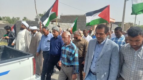راهپیمایی مردم احمدی  در حمایت از مبارزان و مردم فلسطین