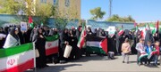 تصاویر/ اجتماع طلاب مدارس علمیه خواهران تبریز در دفاع از مردم مظلوم فلسطین