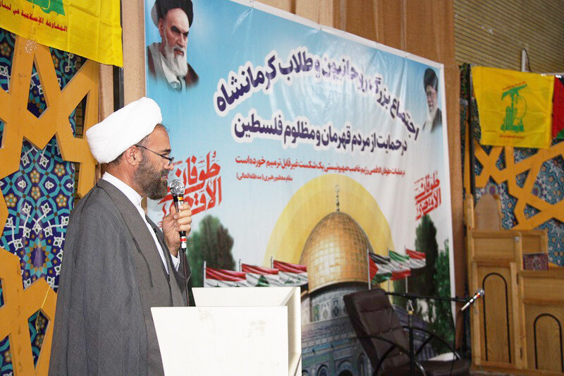 اجتماع حوزویان کرمانشاه در حمایت از مردم مظلوم فلسطین + عکس