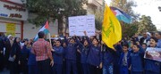 کلیپ | حضور طلاب مدرسه علمیه فاطمیه زهرا(س) ساوه در تجمع دفاع از مردم مظلوم فلسطین و غزه