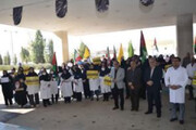 تجمع اعتراضی پزشکان و پرستاران یزدی در پی بمباران بیمارستان غزه