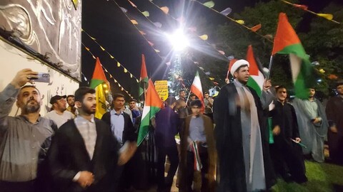 تجمع مردم بوشهر در‌ میدان قدس در اعتراض به جنایت رژیم صهیونیستی