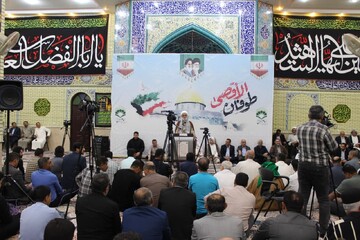 تصاویر/ تجمع محکومیت جنایات رژیم صهیونیستی در مرکز علمی فرهنگی امام حسین(ع) اهواز