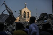تصاویر/ آوار به جا مانده از بمباران قدیمی‌ترین کلیسای غزه
