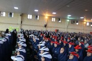 تصاویر/ اجتماع ۵۰۰۰ نفری دانش آموزان و پرچمداران گام دوم انقلاب در خوی