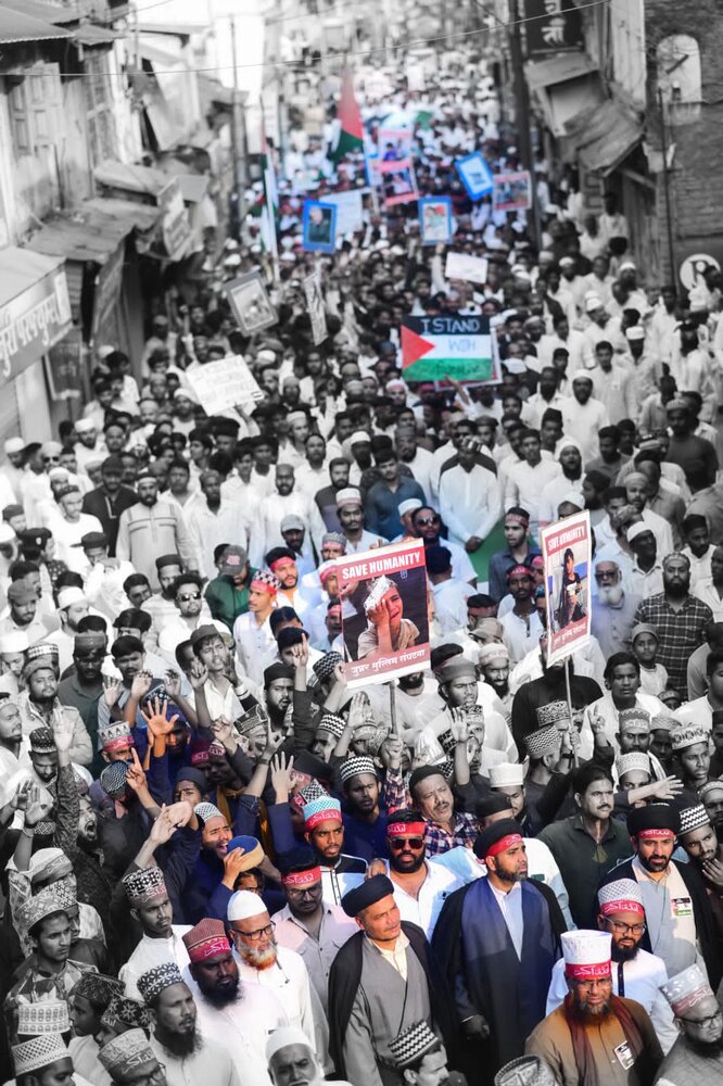 جنیر ہندوستان میں فلسطینوں سے اظہارِ یکجہتی اور اسرائیل کی مخالفت میں زبردست اجتماع