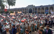 تصاویر|  اجتماع دانش آموزان شیرازی با حضور نماینده ولی فقیه در فارس و وزیر آموزش و پرورش