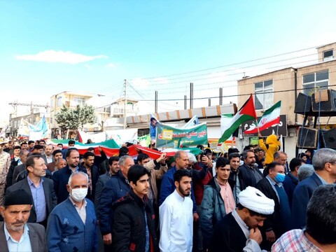 تصاویر/ راهپیمایی مردم شهرستان خرمدره در حمایت از مردم مظلوم غزه
