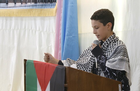 تصاویر/ اجتماع دانش آموزان مدرسه توحید قم در حمایت از غزه