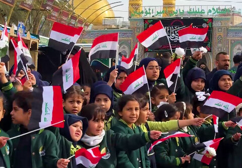 تجمع همبستگی کودکان عراقی با کودکان غزه در جوار حرم امام حسین (ع)