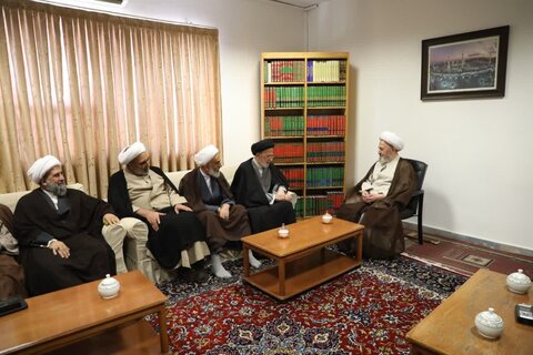 سید محمد الحیدری رئیس توجیه العقائدی حشدالشعبی در دیدار با مراجع و علما در قم
