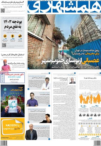 صفحه اول روزنامه‌های چهارشنبه 15 آذر ماه