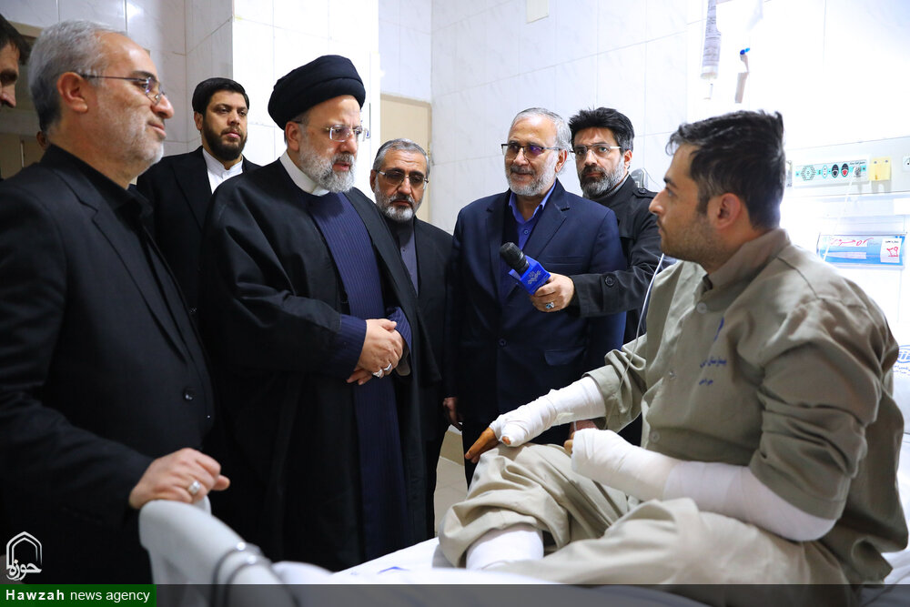 تصاویر/  عیادت رئیس جمهور از مجروحان جنایت تروریستی کرمان
