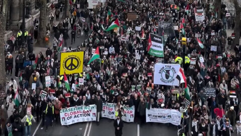 راهپیمایی گسترده در لندن در حمایت از مردم غزه