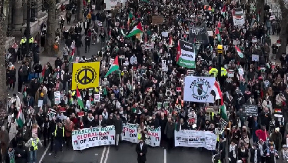 ویڈیو | لندن میں غزہ کی حمایت میں زبردست احتجاج