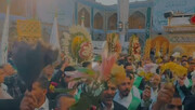 فیلم | تشرف زائران حرم امیر مؤمنان (ع) با حمل شاخه‌های گل